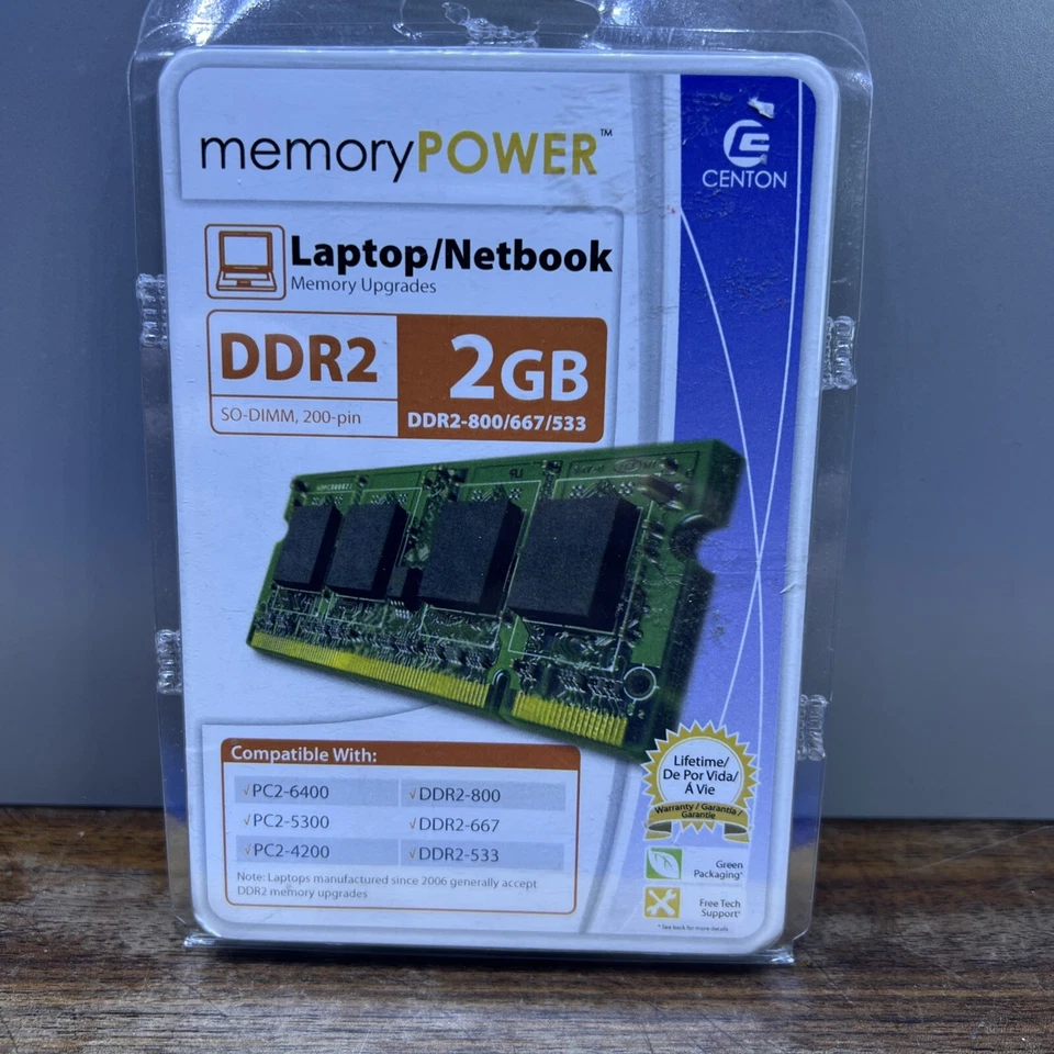 2GB DDR2 Laptop Memory Centon DDR2-667/533/400 New Sealed - Image 1 of 2