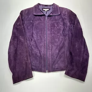 Yvonne La Marie Vintage Purple Suede Leather Full Zip Jacket Size 12 - Picture 1 of 7