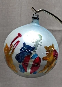 Vintage Large Blown Glass Christmas Ornament - 3 Kittens Playing Instruments - Picture 1 of 8