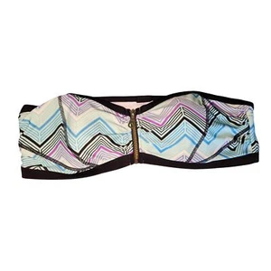 Trajes de baño para todos bikini sin tirantes azul y púrpura parte superior cremallera frontal talla 16 - Imagen 1 de 5