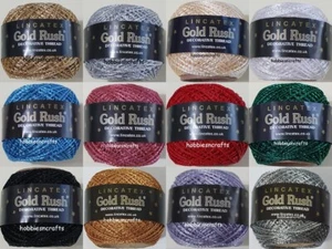 LINCATEX GOLD RUSH Glitter Decorative Thread 80 Metre Lots of Colours MULTIBUY - Picture 1 of 37