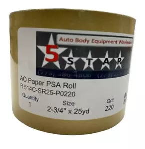 2-3/4"25 YARD PSA GOLD ROLL STICKY 220 Grit Auto Body Heavy Duty Sanding 1 Roll - Picture 1 of 8