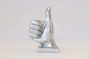 Thumbs Up hand symbol sculpture Silver - Picture 1 of 4