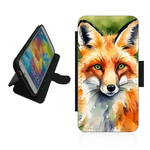 Fox Phone Case Wallet flip cover For iPhone Samsung FOX2 sly red - Picture 1 of 4