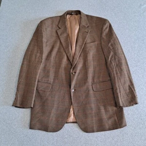 Jos A Bank Blazer Men 46L Brown Houndstooth Sport Coat Jacket Office Academia - Picture 1 of 9