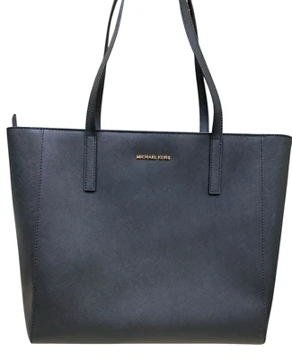 MICHAEL KORS Rivington Saffiano Leather LARGE Tote BLACK Laptop Business Bag NEW - Image 1 of 4