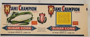 Label Miami Champion Sugar Corn Can Lebanon Ohio - Picture 1 of 1