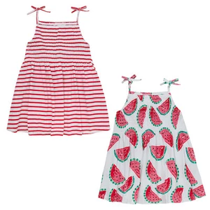 Ragazze 100% Cotone Prendisole ~ Angurie O Righe ~2-8 Anni - Foto 1 di 3