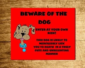 Funny Personalised Beware of the Dog Sign - Ideal pet lovers gift - Picture 1 of 3