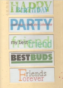 MY MIND'S EYE RUB ON TITLES  ~  FRIENDS PARTY BIRTHDAY THEMES  5 CHOICES * - Picture 1 of 6