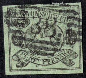 GERMANY BRUNSWICK 1863 SCOTT #6 USED NEAT 4 MARGINS - Picture 1 of 2