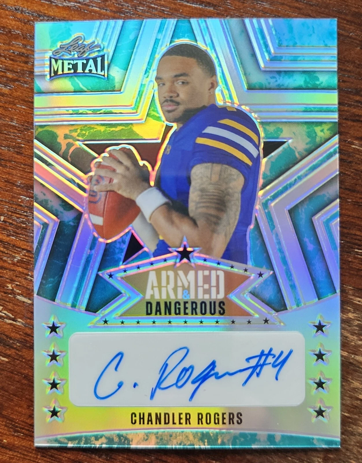 2024 Leaf Metal Armed & Dangerous Prismatic Water Chandler Rogers RC Auto #3/5