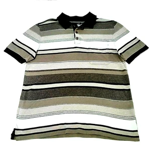 Mens Working For The Weekend Polo Shirt Size M S/S Stretch Grey/Black/Beige VGC - Picture 1 of 7