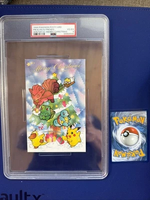 Pokemon 1998 Vintage Postcard Kagemaru Himeno Japanese PIkachu Christmas PSA 4 - Image 1 of 3