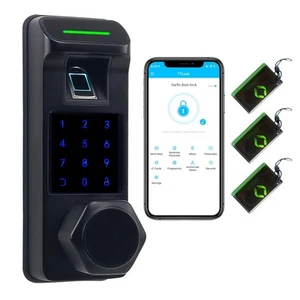 Serratura Porta Impronta Digitale, Serratura Porta Ingresso Senza Chiave Resistente, 5 in 1 Smart Door... - Foto 1 di 8
