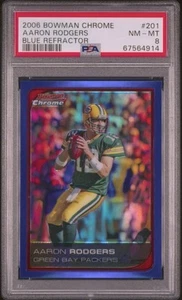 2006 Bowman Chrome - Aaron Rodgers #201 Blue Refractor #’d/150 - PSA 8 - Picture 1 of 2