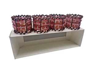 Pier 1 Imports Napkin Rings Moroccan Beaded Brown Red Y2K Boho Earthy Retro NEW - Picture 1 of 13