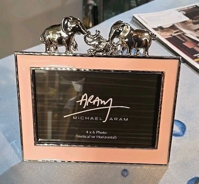 Michael Aram Elephant Frame Pink Enamel for 4" X 6" Photo/picture EUC - Image 1 of 4