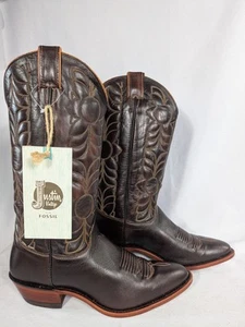 NEU Neu mit Etikett Justin x Fossil Damen-Westernstiefel cognacfarben Jacinto Größe 9 - Bild 1 von 11