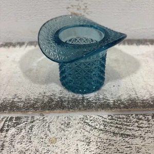 Sombrero de copa de vidrio azul Fenton palillo de dientes vintage azul - Imagen 1 de 6