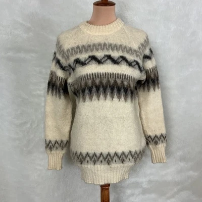 Suéter Vintage Alafoss Icewool Lana Islandesa Marfil, Gris, Marrón XS Foto 1 de 4