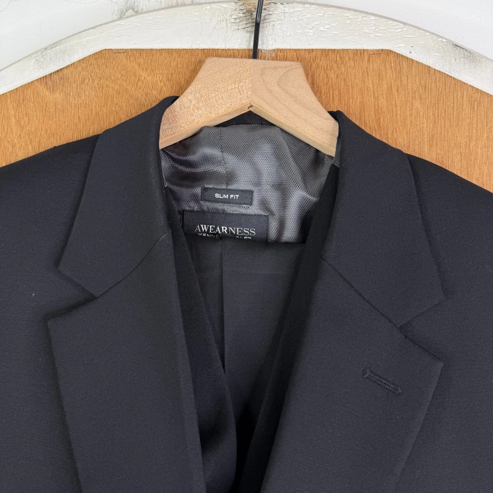 Костюм мужской Aweaness Kenneth Cole 50R черный на 2 пуговицах шерстяная смесь 3 предмета 4XL 44x28 - Изображение 1 из 4