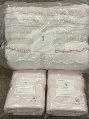 NEW Pottery Barn Kids Brigette Full/Queen Quilt & Standard Shams, Ruffles, Pink - Image 1 of 4