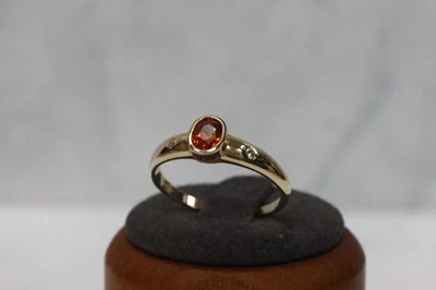 9ct Yellow Gold Topaz & Diamond Ring - Size Q - UK Hallmark - Image 1 of 4