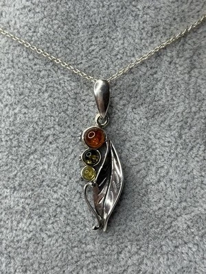 Colgante Joyería Piedra ÁMBAR.COLGANTE ÁMBAR MULTICOLOR con Plata de Ley 925. Foto 1 de 4