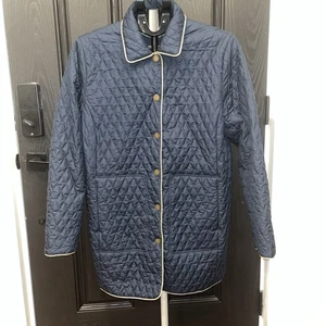 Brooks Brothers Womens  Button Down Quilted Jacket Blue Barn Chore Coat Size XL - Picture 1 of 9
