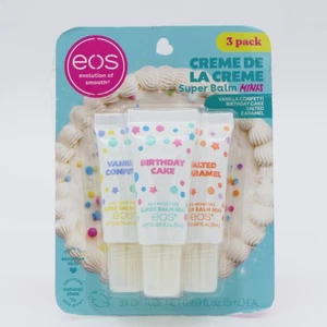 EOS Creme De La Creme Super Balm Minis 3 Pack Tube Vanilla Birthday Cake Caramel - Picture 1 of 2