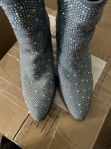 Forever Mujer Vaquero Western Botín Estrás Brillante Azul Claro Talla:8 - Imagen 1 de 7