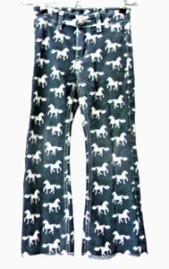 Vintage Wild West hi-rise girls blue jeans white horses sz 5 distressed skinny - Picture 1 of 7
