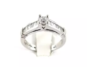 14K White Gold Diamond Engagement Ring  Size 7  - Picture 1 of 7