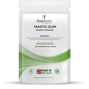 Mastic Gum 1000mg Veg Capsules Bodygenix UK Supplement Heartburn Oral Hygiene - Picture 1 of 16