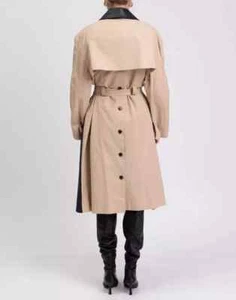 ROKH Jacket real Leather Front Trench Coat size 8 Belted quality RRP 2500 pound. - Picture 1 of 12