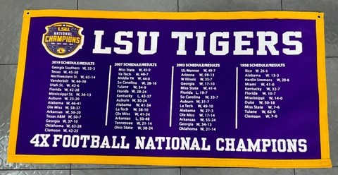 LSU Tigers 4 Time NCAA National Championship Schedule Banner Cover