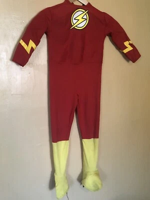 The Flash Costume Kids Size Small One Piece Body Suit Round Neck Long Sleeve  - Image 1 of 4