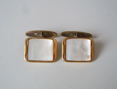 Manschettenknöpfe Perlmutt Vergoldet Goldton Americ Doublé 8,0 g/1,8 x 1,4 cm - Bild 1 von 4