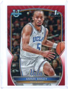 2023 Bowman Chrome University Red Refractor #69 Amari Bailey No 1 of 5