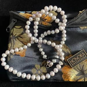 Collar de perlas de agua dulce Honora 20" hilo gris 6,6 mm cierre de plata de ley - Imagen 1 de 5