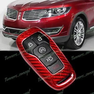 For Lincoln MKC MKX MKZ Remote Key Shell Cover Case 100% Real Red Carbon Fiber - Picture 1 of 8