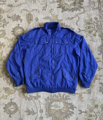 Jaqueta bombardeiro vintage Y2K Pelle Pelle azul zíper completo grunge gótico hip hop 2XL - Imagem 1 de 4