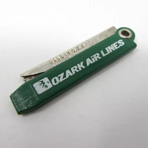 Ozark Airlines kleines Teppichmesser Taschenmesser Brieföffner Vintage grün USA - Bild 1 von 7