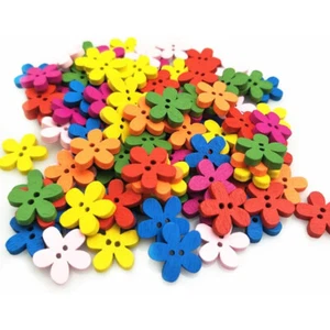 200pcs Wooden Flowers Flatback Buttons 15mm Wood Flower Button Sewing Crafts - Picture 1 of 8