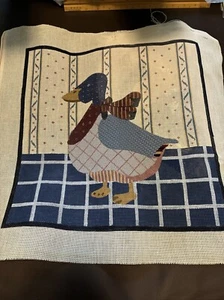 TS Designs Handpainted Needlepoint Canvas Duck Bird Goose Patchwork Partial - Picture 1 of 11