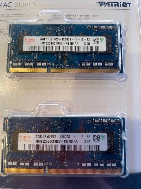 Hynix HMT325S6CFR8C 4GB (2x2GB) DDR3L Laptop RAM Memory PC3-12800S - Image 1 of 1
