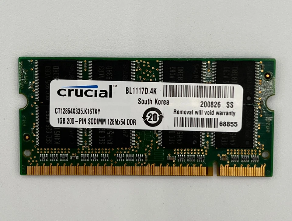 Crucial CT12864X335.K16TKY 1GB PC2700 DDR-333MHz non-ECC Unbuffered 200-Pin - Image 1 of 1
