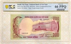 [49249]  South Vietnam 200 dong 1972 PCGS 66 Banknotes Notestamps - Picture 1 of 4
