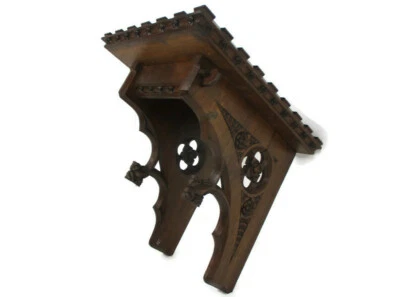 Mesa consola gótica antigua tallada a mano de roble francés siglo XIX WOW Foto 1 de 4